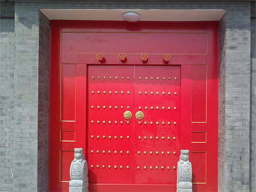 嘉陵中国传统四合院系列朱红色中式木制大门木作